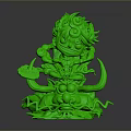 Green Fantasy Creature 3D Model With Intricate Tentacles And Curled Details