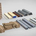 Industrial Equipment Including Metal Profiles Steel Pipes And Wooden Planks For Manufacturing