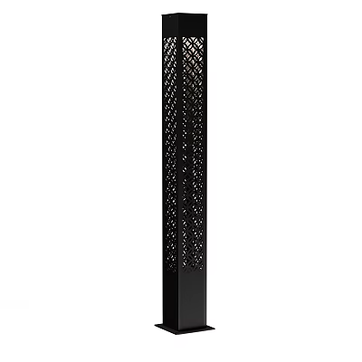 Modern Black Pillar Outdoor Light With Intricate Hollow-out Laser Cut Design 3d model