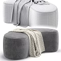Various Colors Upholstered Sofa Stools With Blanket For Living Room Decor