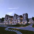 Jane Europe Townhouse Villa Night View 3d model