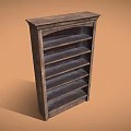 Vintage Wooden Bookcase With Multiple Distressed Shelves For Home Decor