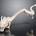 White Dragon Sculpture With Curved Body Intricate Scales And Dynamic Pose