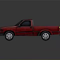 Red Classic Pickup Truck With Two Door Cab Open Bed And Red Toolbox