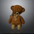Adorable Brown Teddy Bear With Plaid Scarf As Decor For Cozy Furniture