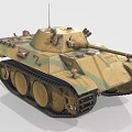 Military Tank With Camouflage Paint Tracks Main Cannon Turret And Antenna
