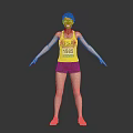 3D Rendered USA Athlete Wearing 1985 Number Vest Green Shorts And Yellow Shoes