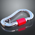 Durable Metal Carabiner With Silver Body And Red Knob For Hardware Tools