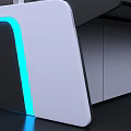 Modern Console Setup With Multiple Screens And Blue Accent Lighting 3d model