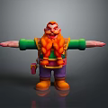 Cartoon Character With Red Hair And Braided Orange Beard Green Shirt Purple Pants Arms Outstretched