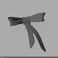 Elegant Gray Textured Fabric Bow On White Background With Soft Shadow 3d model