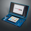 Blue Nintendo 2DS Handheld Gaming Console Open With Screen And Game Icons