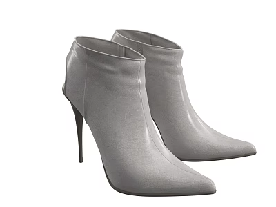 Stylish Silver Gray High Heeled Ankle Boots For Modern Women 3d model