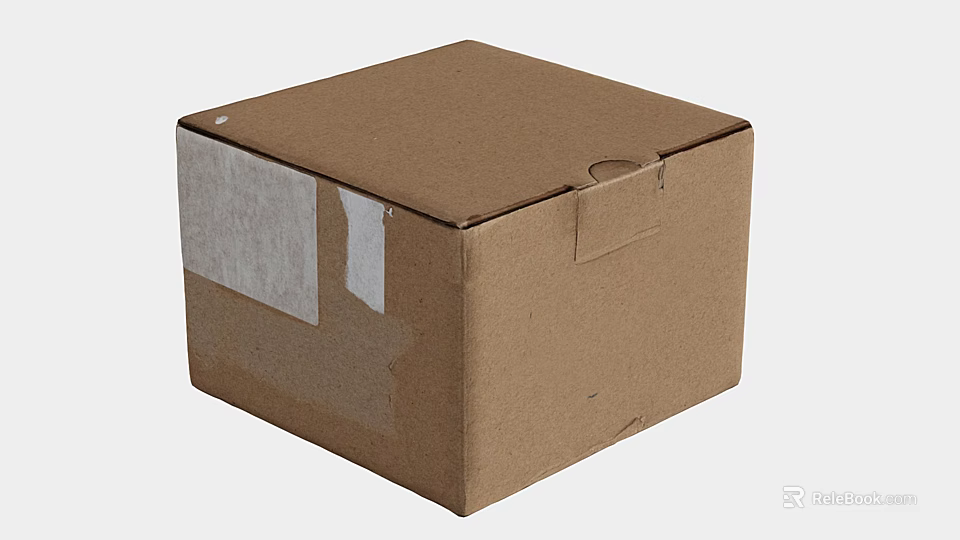 Sturdy Brown Cardboard Box For Household Items Packaging With Adhesive Tape 3d model 