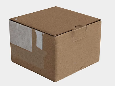 Sturdy Brown Cardboard Box For Household Items Packaging With Adhesive Tape 3d model