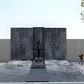 Water Feature Wall With Stone Surface Flowing Water Balloons And Trees Around