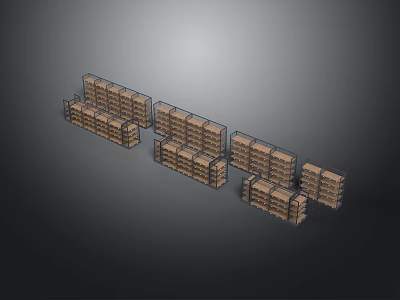 Industrial Warehouse Storage Racks With Durable Metal Shelves For Material Handling 3d model
