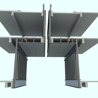 Construction of modern curtain wall 3d model