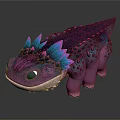 Cute Purple Pink Dragon With Blue Spikes And Colorful Spots Design