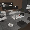 Modern Sofa Coffee Table Combination With L Shaped Sofa White Coffee Table And Area Rug 3d model