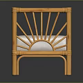 Rattan Furniture Chair With Intricate Rattan Structure Armrests And Light Colored Cushion