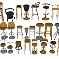 Various Modern And Classic Bar Stools With Different Designs For Home Bar Use 3d model
