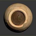Ancient Terracotta Clay Pot With Tan Stripes And Surface Cracks 3d model