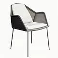 Modern Outdoor Chair With White Cushion And Black Woven Backrest Design