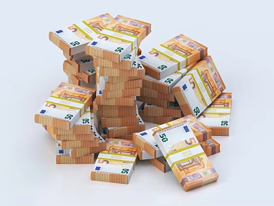 Decorative Ornament Combination Featuring 20 Euro Banknote Design Stacked Display Decor 3d model