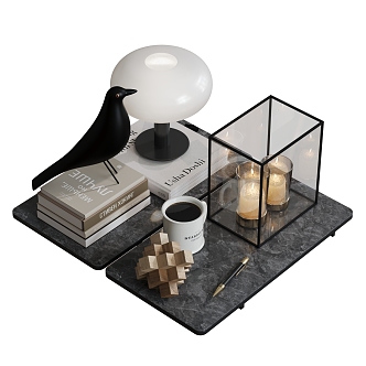 Modern Ornaments Combination Book Ornaments Table Lamp Cup 3d model