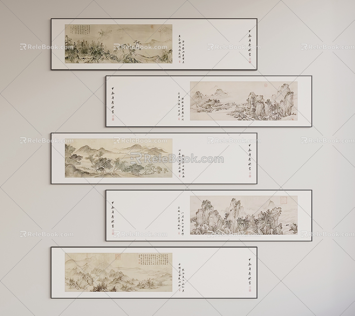 New Chinese Hanging Paintings 3d model