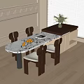Modern Dining Table and Chair Combination Dining Chair Single Chair Island Table Dining Table 3d model
