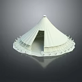 White Open Dome Shaped Tent With Crown Top And Supportive Base Structure 3d model