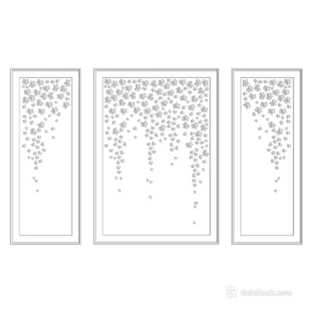 Three Panel Framed Artworks With Dotted Decorative Patterns For Wall Decor 3d model 