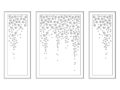Three Panel Framed Artworks With Dotted Decorative Patterns For Wall Decor 3d model