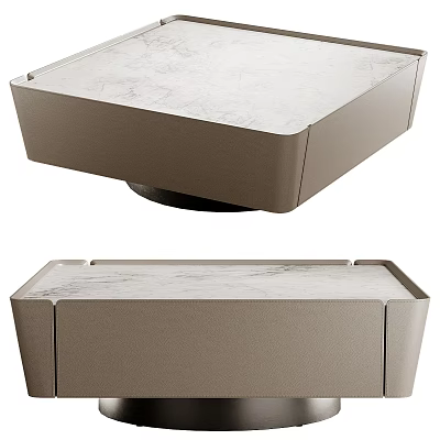 Modern Coffee Table with Sleek Marble Top and Neutral Toned Frame for Living Room 3d model