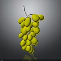 Fresh Shiny Yellow Grapes Bunch on Dark Background with Reflection