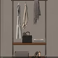 Modern Clothes Rack with Hanging Dresses Scarf and Storage Shelf for Handbag Books Shoes