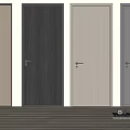 Modern Interior Hinged Doors With Various Colors And Wooden Textures 3d model
