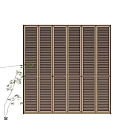 Elegant Modern Wooden Wardrobe with Louvered Doors Light Wood Tone and Minimalist Design