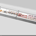 Commercial Refrigerated Display Case with Meat Seafood and Food Items in Open Design Multiple Compartments