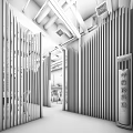 Modern Front Desk Reception Interior Design With Yellow Accents And Vertical Slats