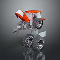Orange And White Agricultural Machinery With Large Tires Mechanical Structure And Equipment