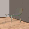 Transparent Acrylic Single Chair With Curved Design And Rainbow Light On Wooden Floor