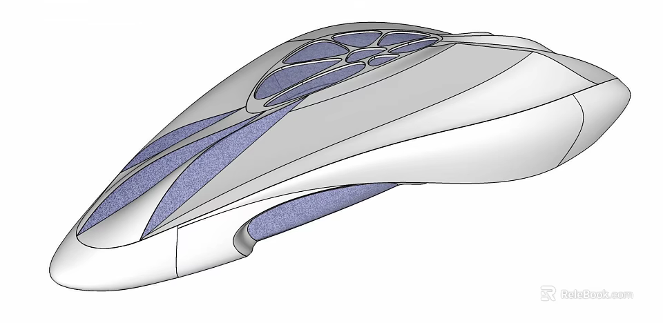 Modern Museum Building With Streamlined Exterior Geometric Glass And Purple Accents 3d model 