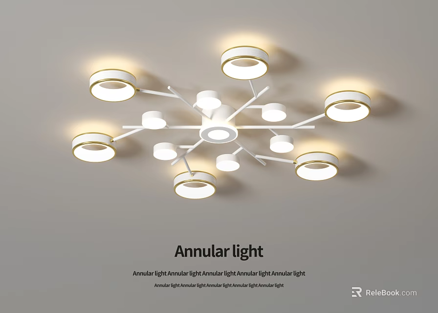 Modern Annular Ceiling Light With Stylish Multiple Rings Design For Home Interior 3d model 