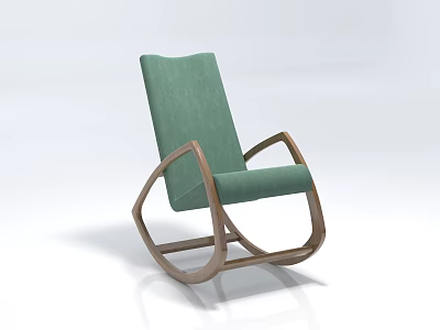 Stylish Green Rocking Chair With Comfortable Seat And Modern Wooden Frame Design 3d model