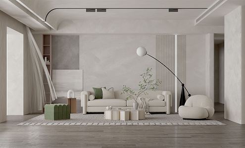 Quiet living room sofa background 3d model