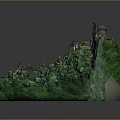 Scenic Castle Building On Hill With Lush Green Vegetation And Small Houses