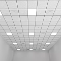 Grid Pattern Ceiling With Recessed Lights In Interior 3d model